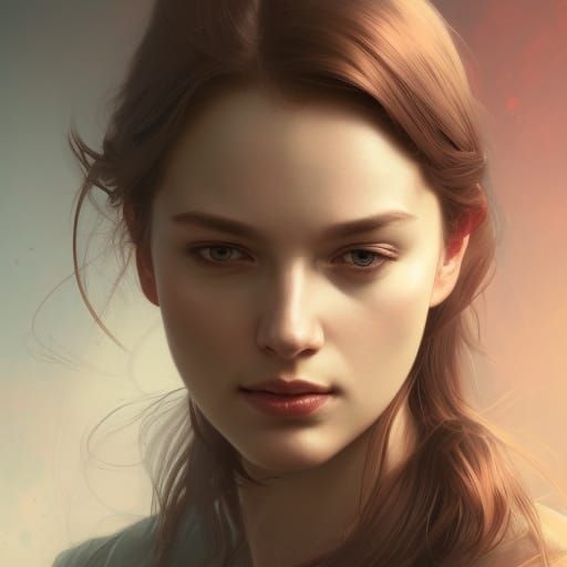 Tranquil Woman Portrait in Digital Art Style