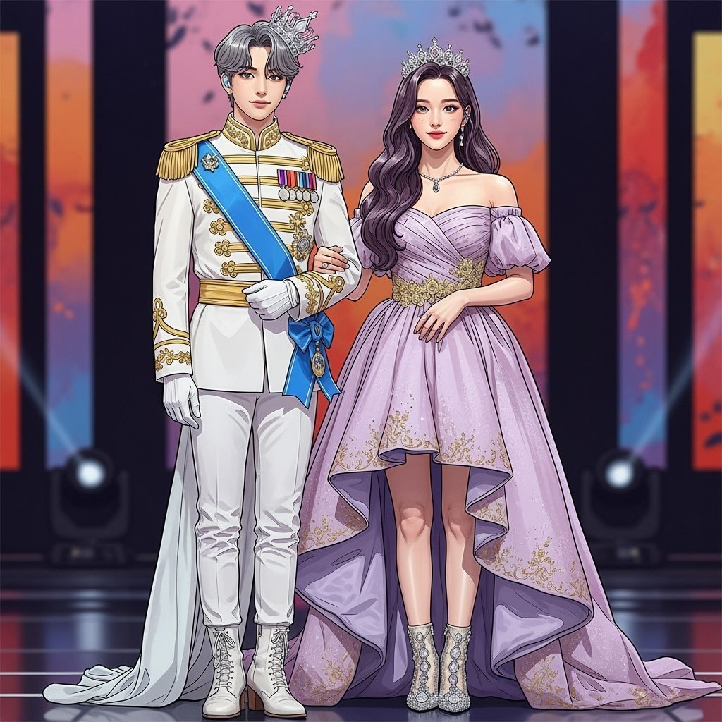 K-Pop Royal Couple on Stage in Art Nouveau Style