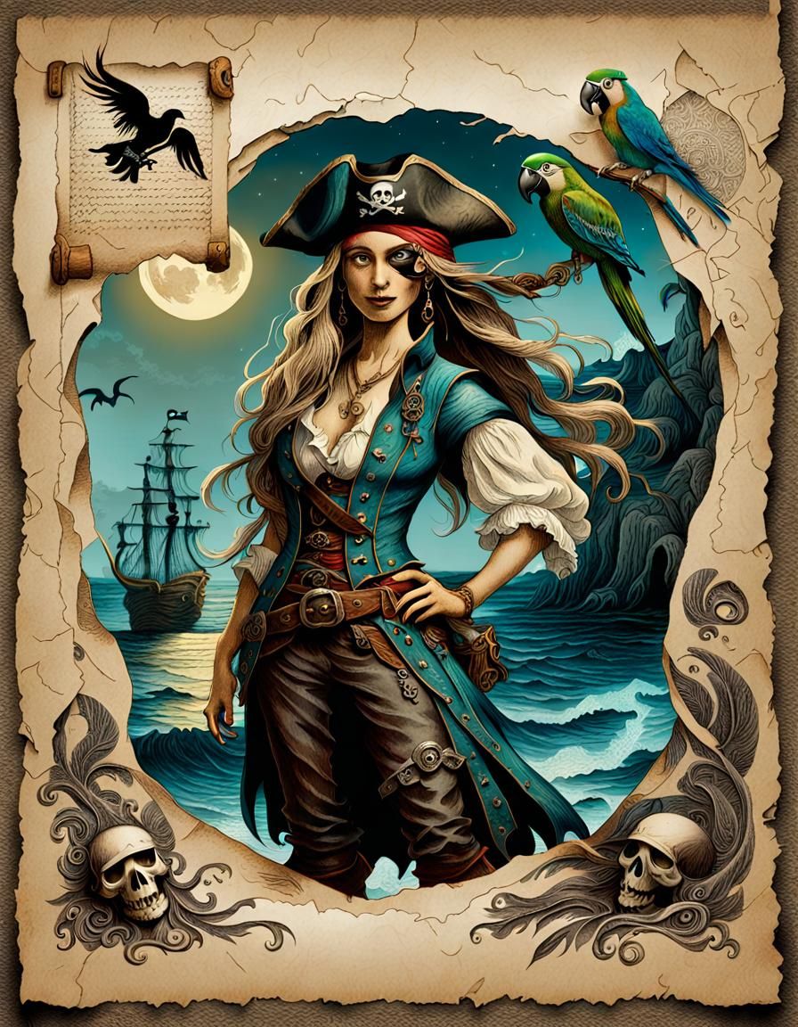 a pirate girl with eye patch