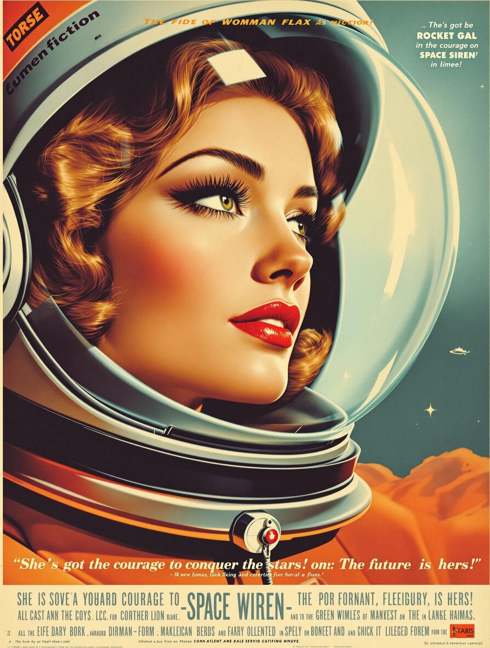 Heroic Space Siren in Vintage Spacesuit