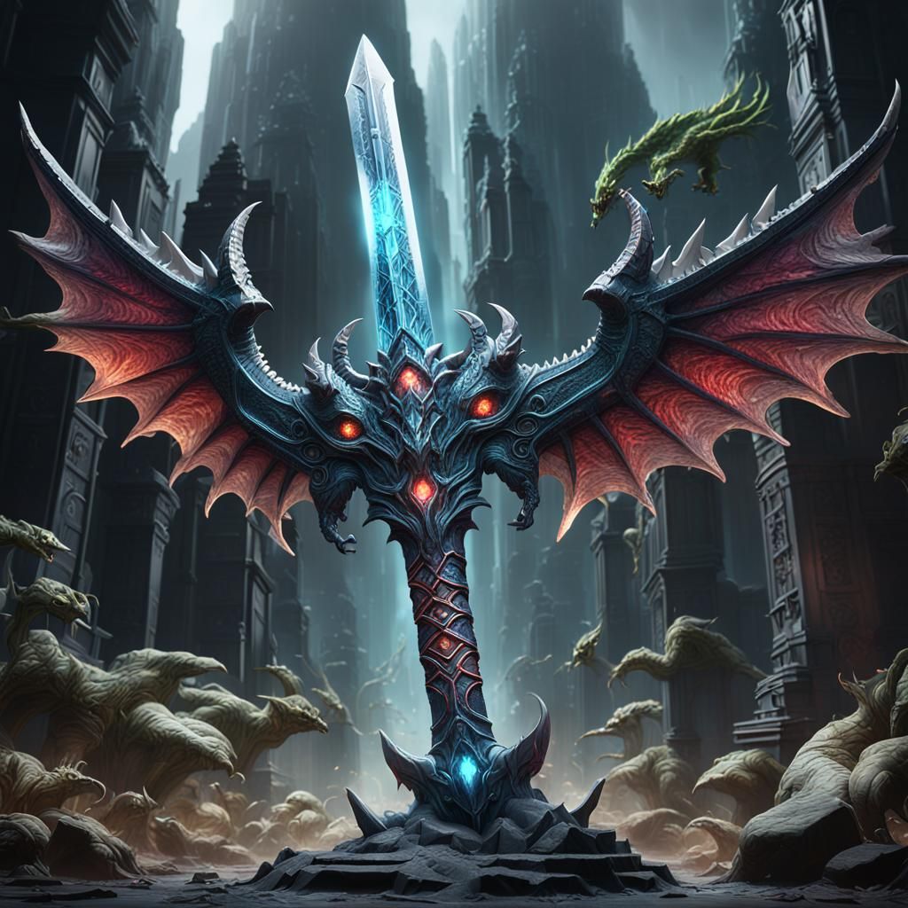 Demonic Kaiju with Extraterrestrial Crystal Sword