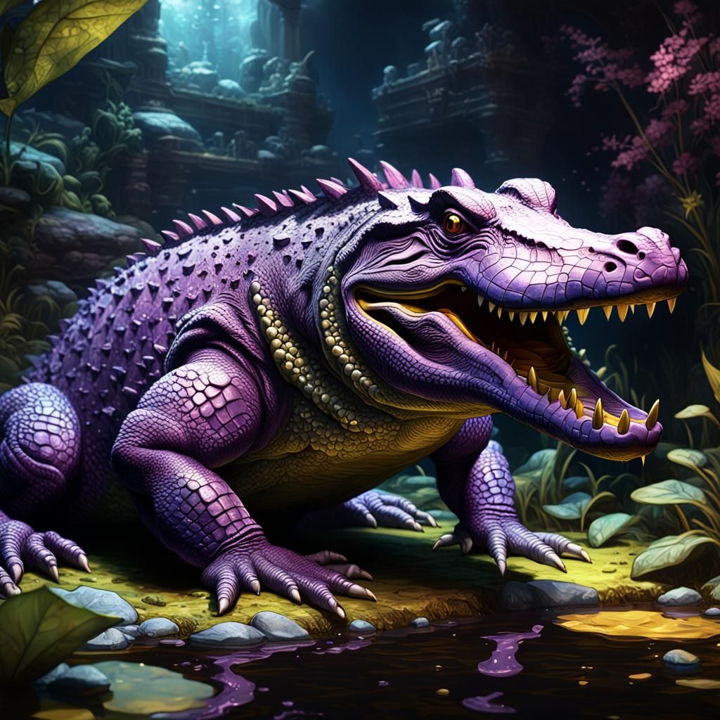 Bunny Crocodile Hybrid in Dark Fantasy Style