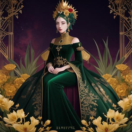 Empress Tarot Card with Flowers and Fruit