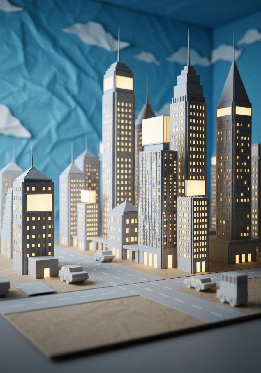 Futuristic City Diorama Crafted from Paper