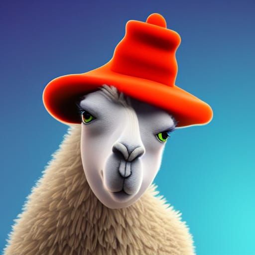 A lama wearing a funny hat