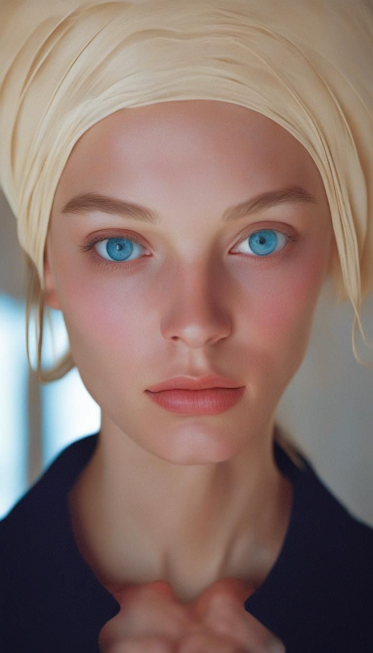 Melancholic Female Portrait in Cubist Style