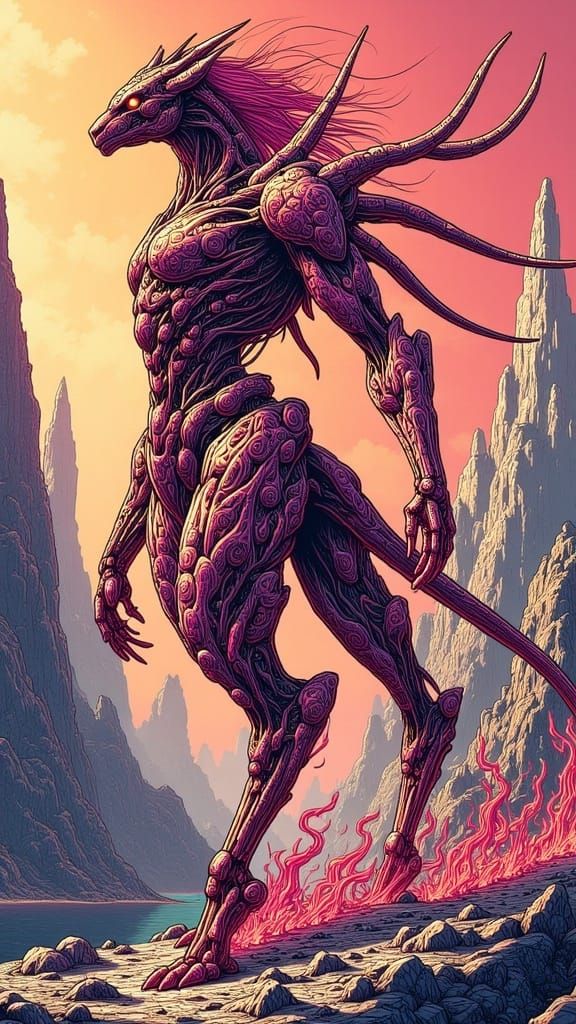 Cybernetic Sphinx in Pristine Junji Ito Style