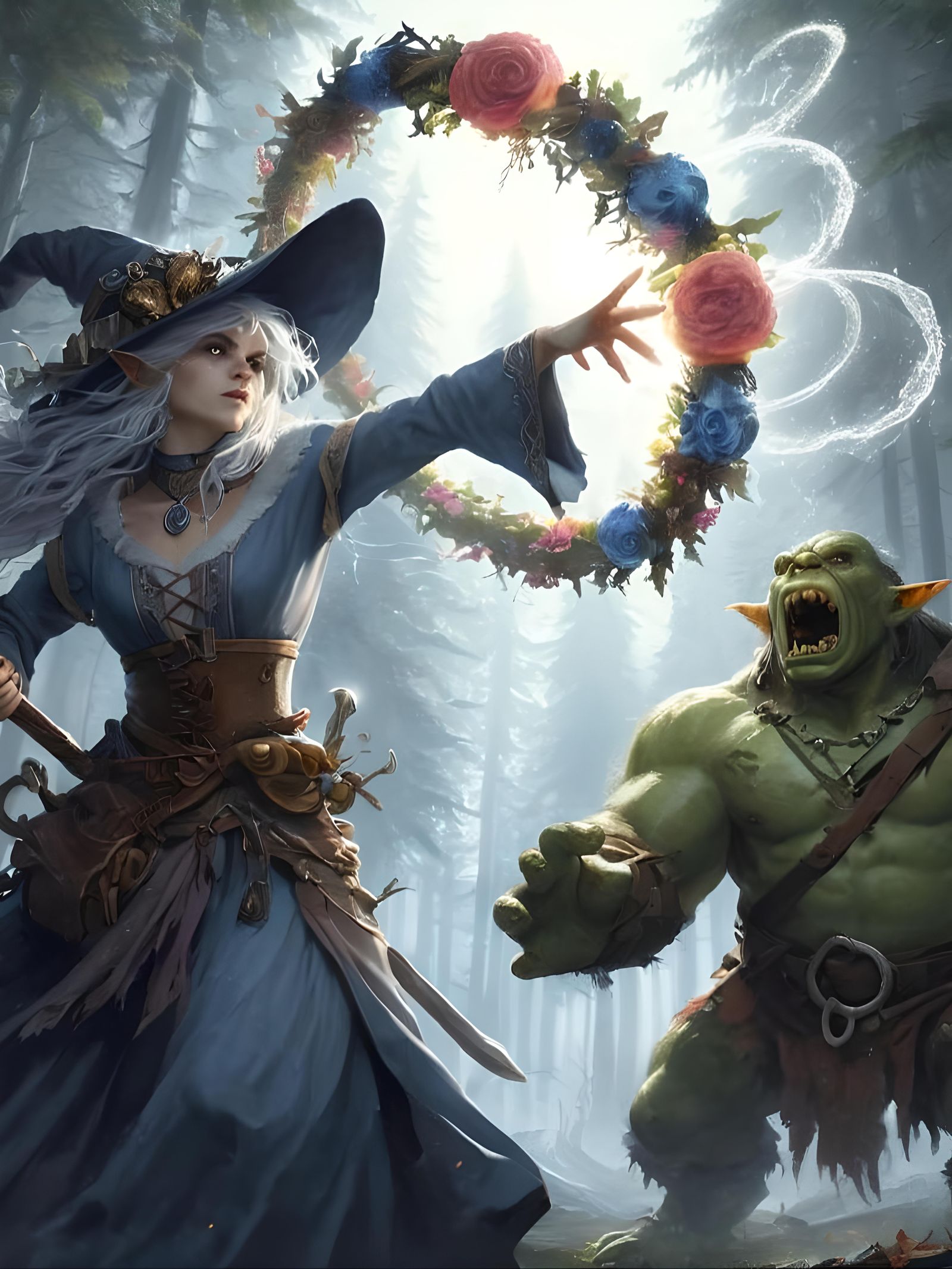 D&D Wizard Captures Orc with Magic Lasso