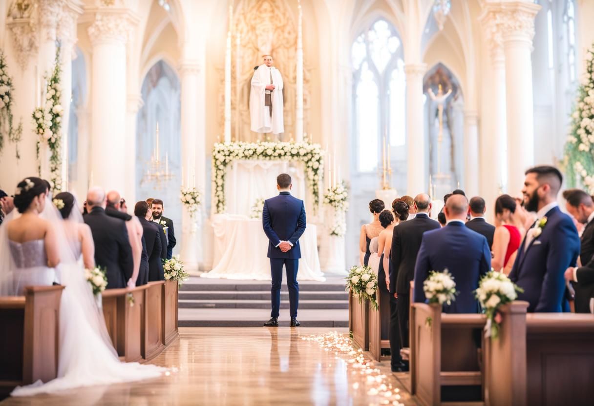 Groom Awaits Bride: Realistic 8K Altar Scene