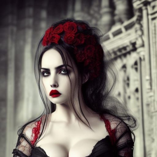 Gothic Queen Portrait in a Dark Dungeon