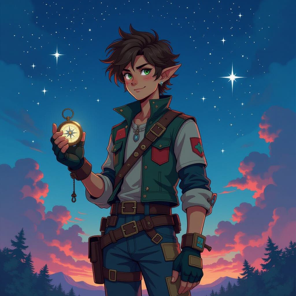 Elian Vireo Under a Starry Night Sky