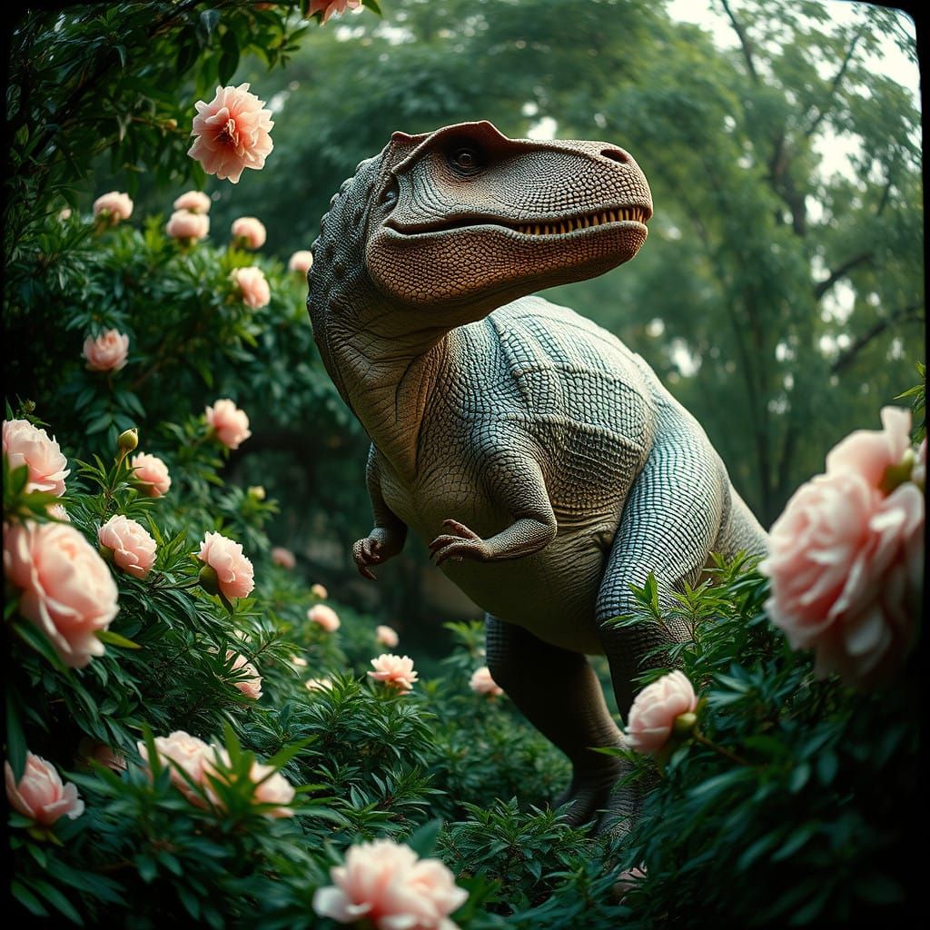 Majestic T-Rex in Vintage Tropical Oasis