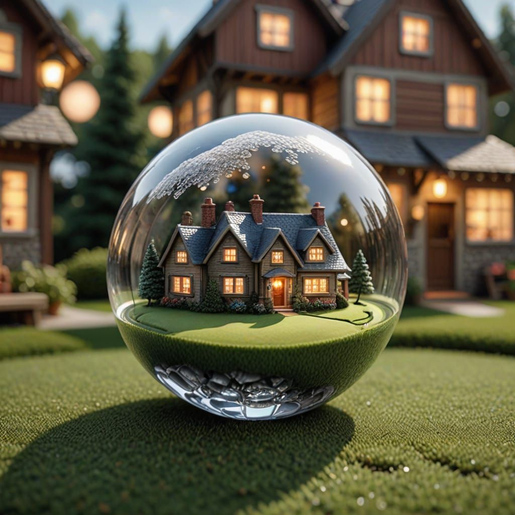 Realistic Porcelain Golf Ball Village in Cinematic Lighting