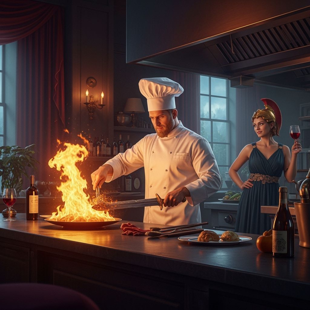 Ares the Chef: Culinary Masterpiece in Matte Painting Style