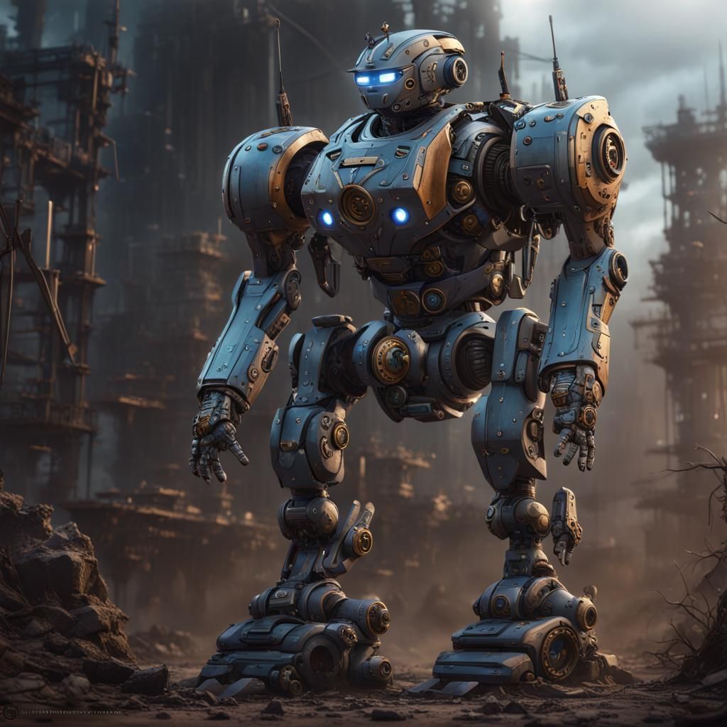Military Robot in Detailed Matte Painting Style