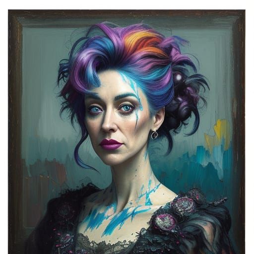 Whimsical Scene in Expressionist Impasto Style