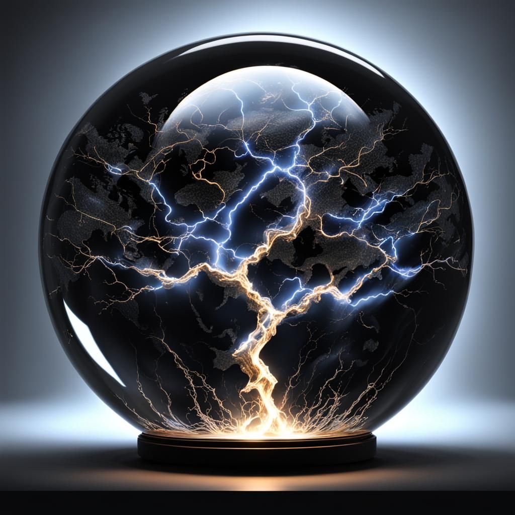 Electric Lightning Inside Glass Sphere: 3D Render
