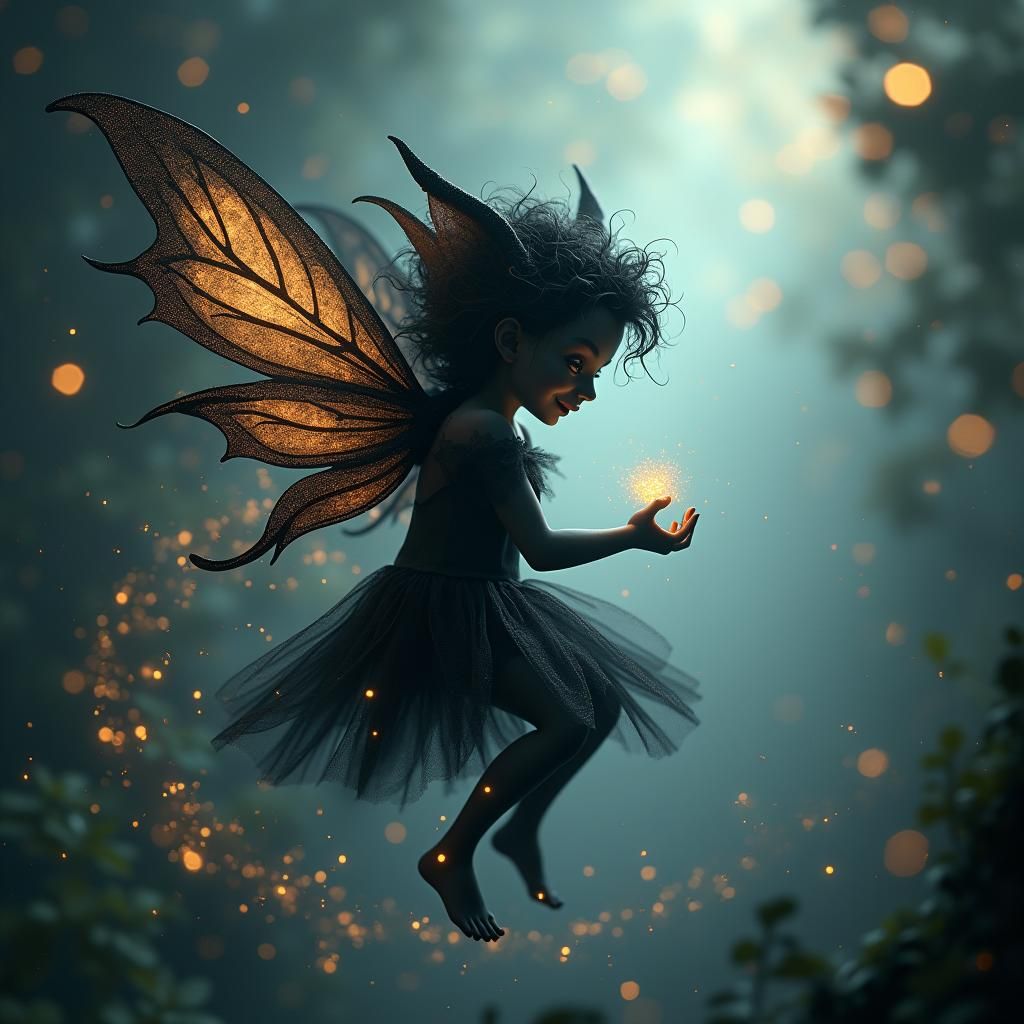 Ethereal Shadow Pixie in Shimmering Dust