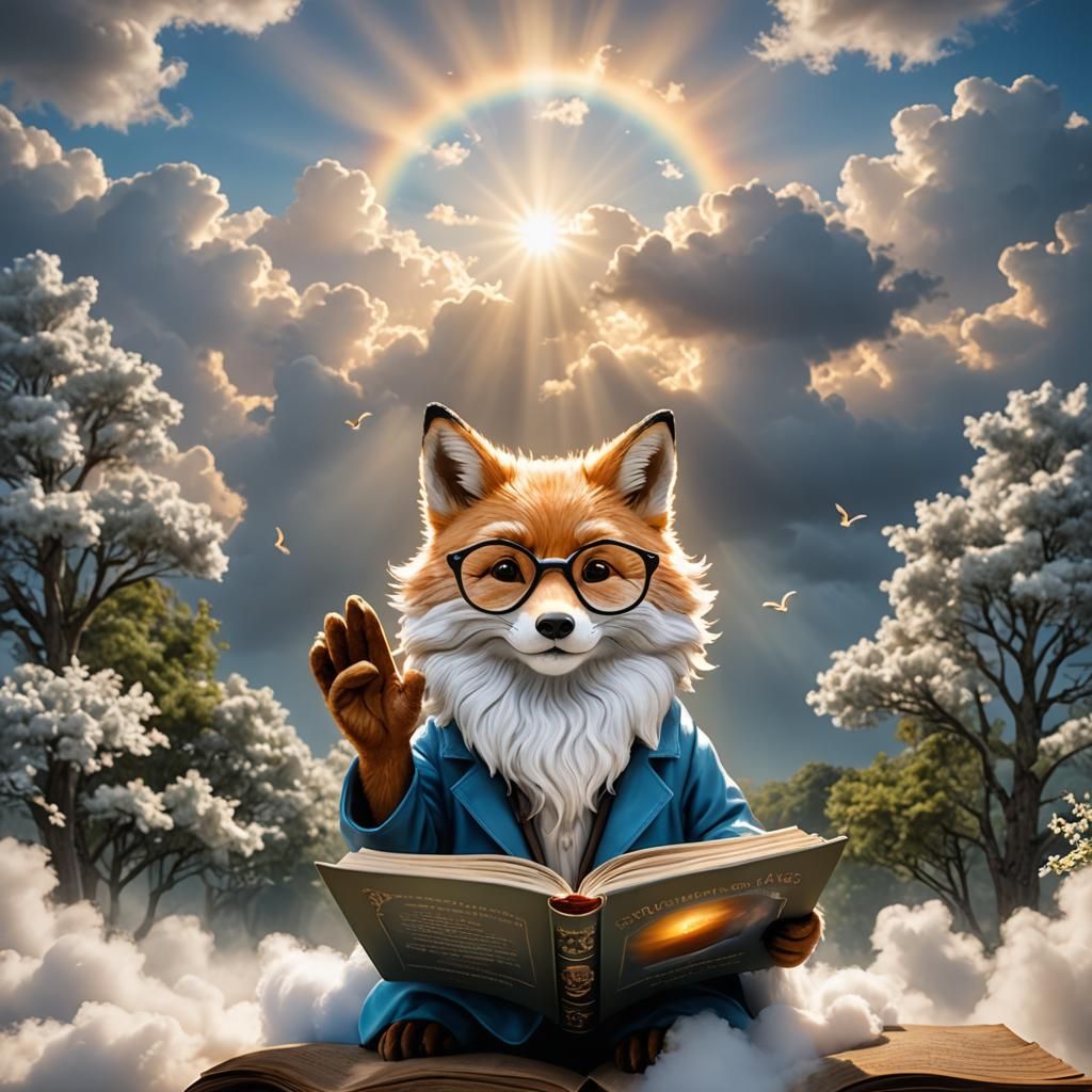 Wise Old Fox Talking Book in 3D Popup Art