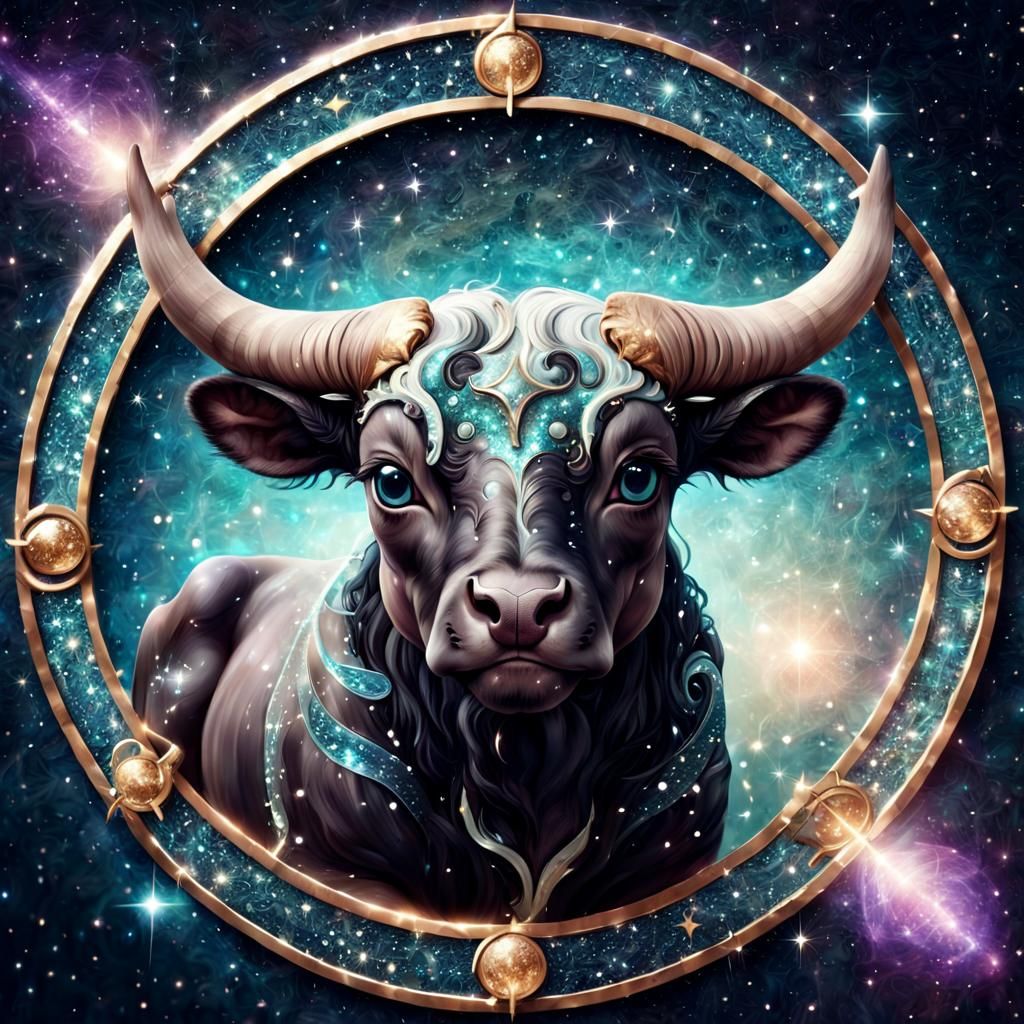 Magical Taurus Zodiac Sign in Sparkling Space