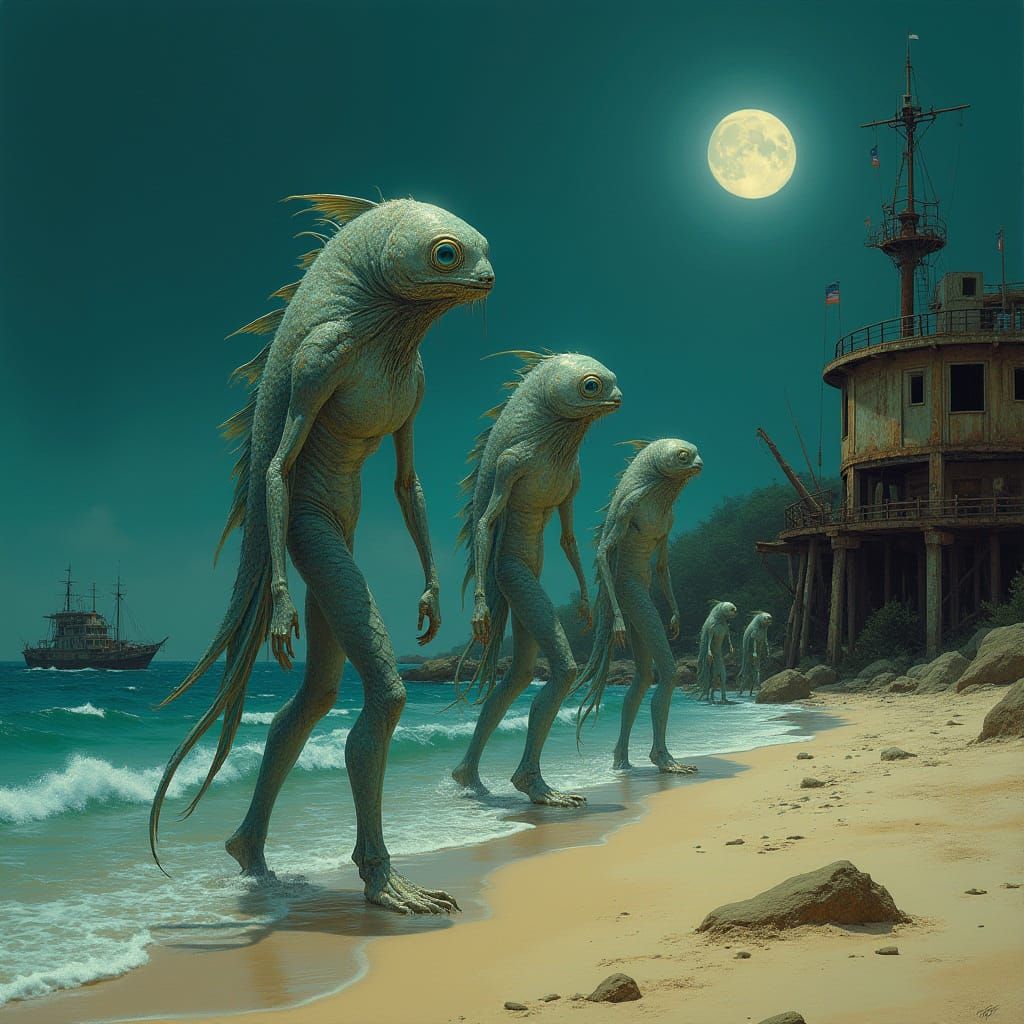 Locathah on Midnight Beach at Abandoned Marina