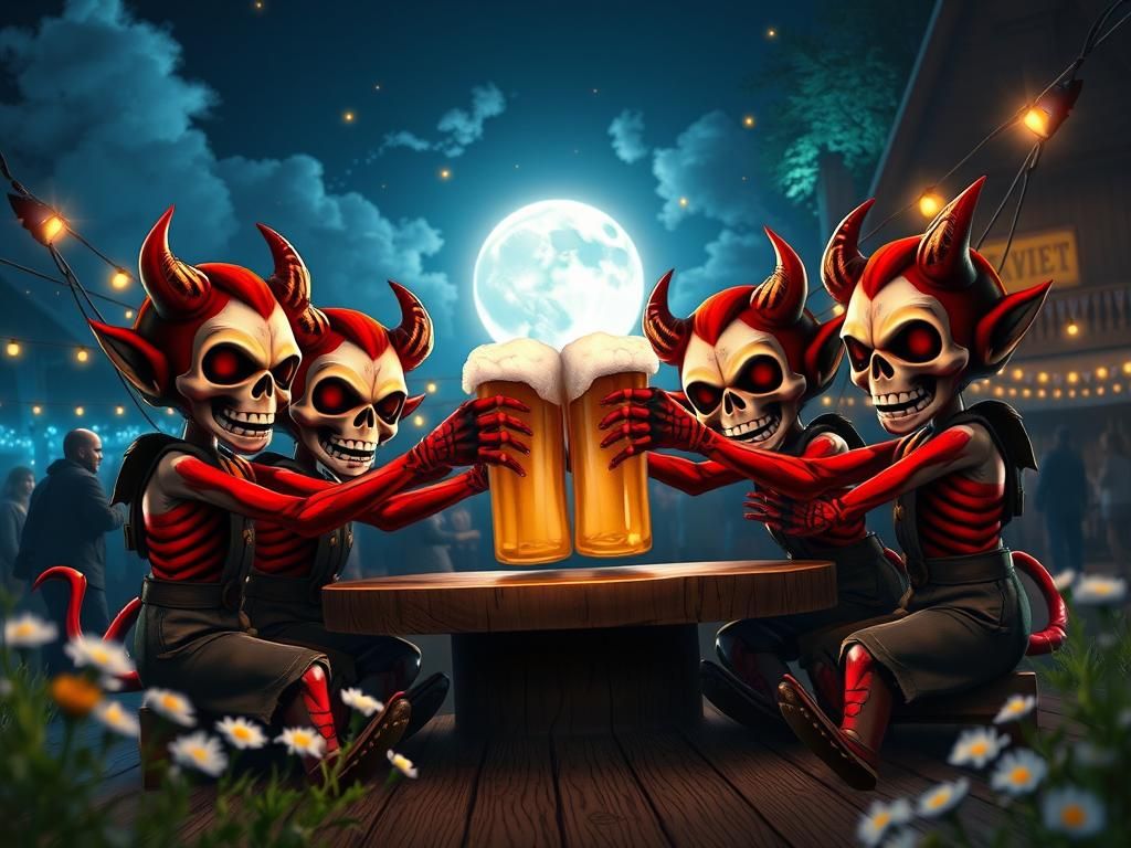 Oktoberfest Celebration with Chibi Devils in Beer Garden