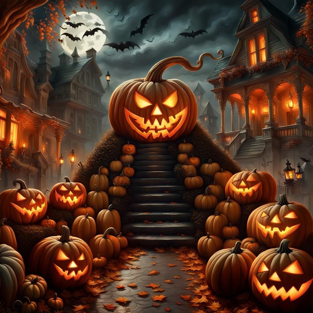 Intricately Carved Pumpkinhead: A Halloween Masterpiece