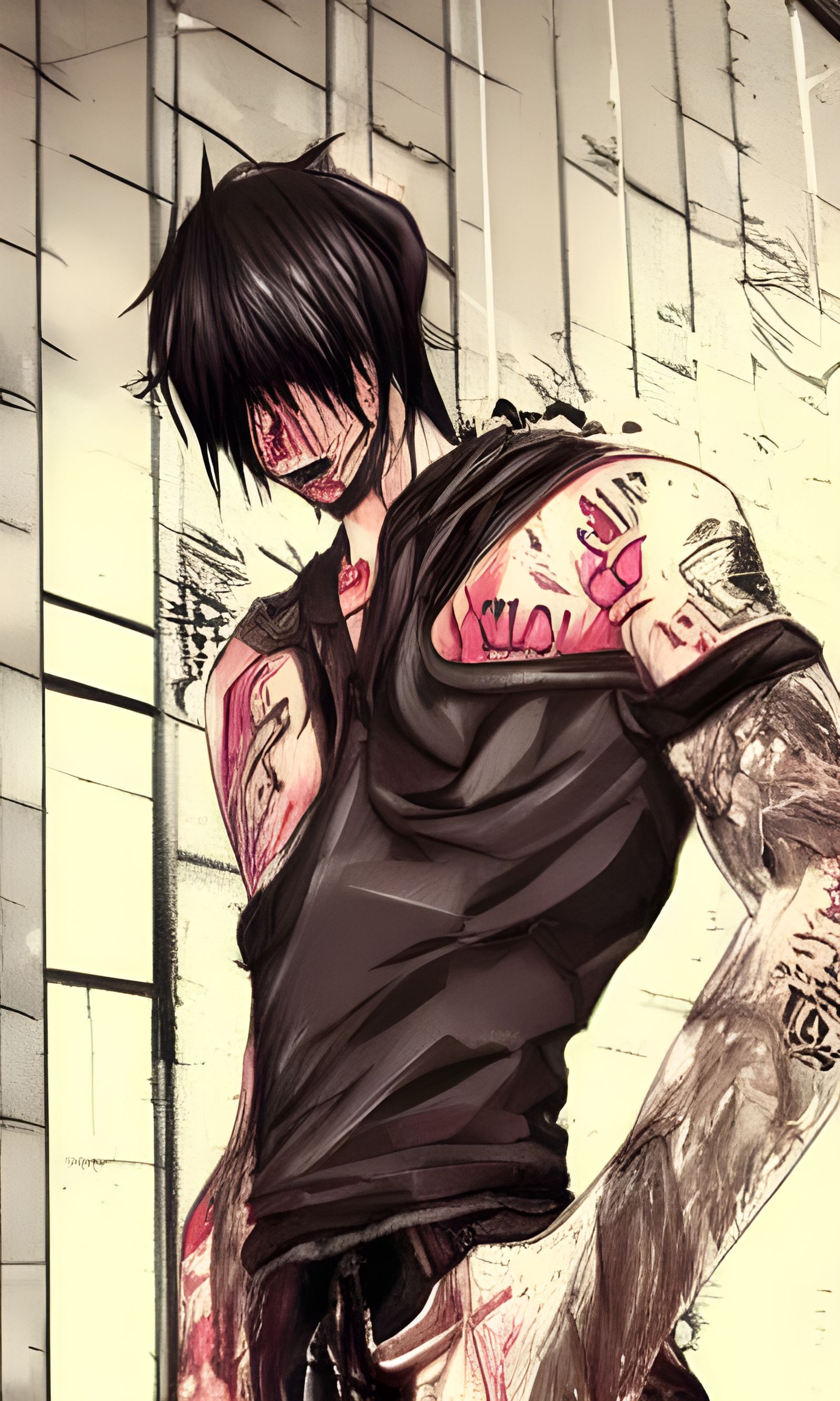 Anime Style Hot Guy with Pink Eyes