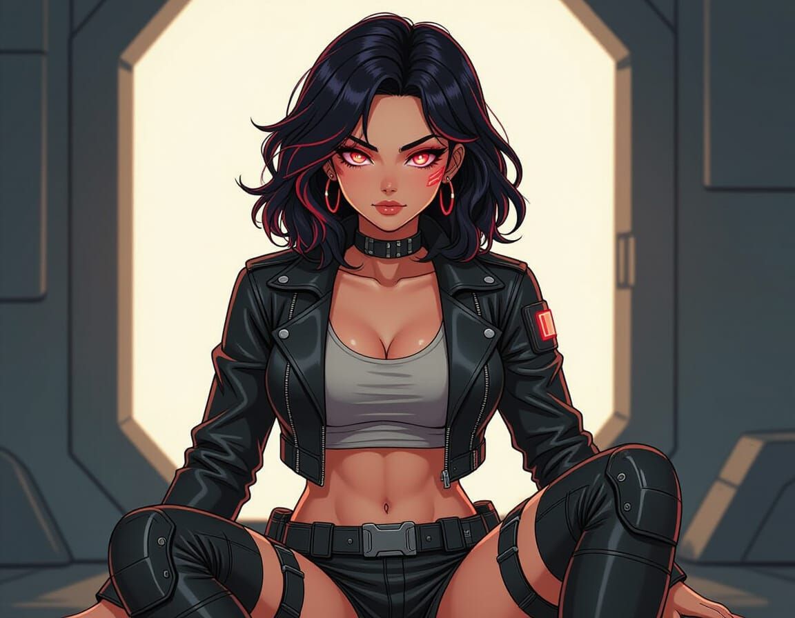 Sci-Fi Fantasy Woman with Cybernetic Eyes, Anime Style