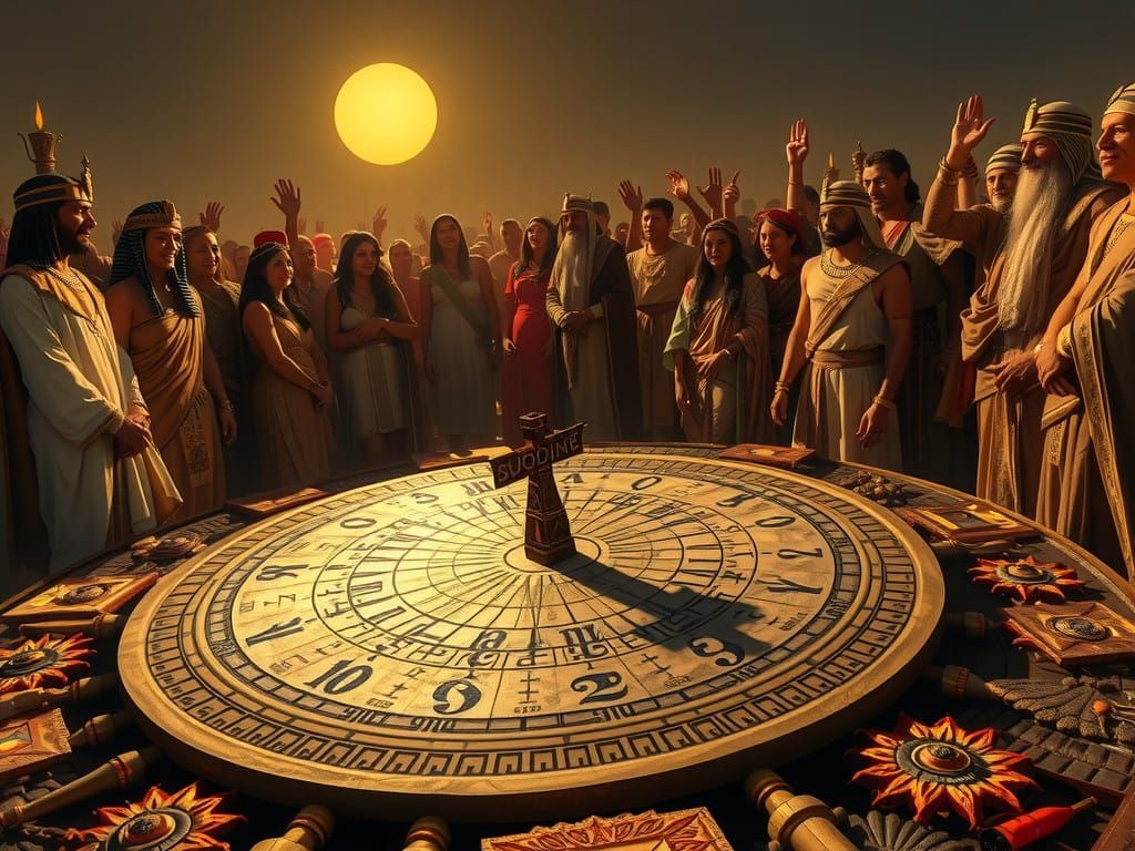 Midnight Festivities Under Full Moon in Ancient Egyptian Sty...