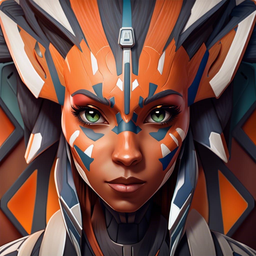Ahsoka Tano Portrait in Hyperdetailed Digital Art