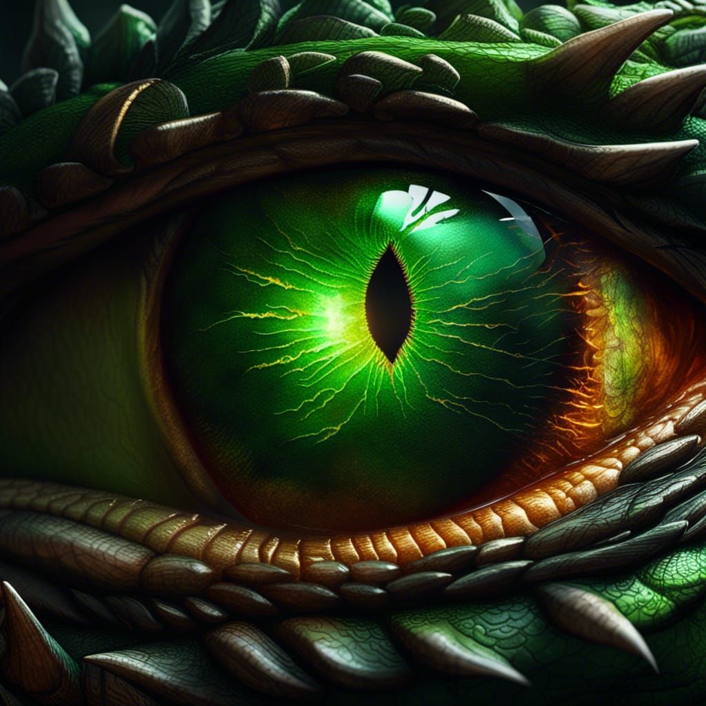 Realistic Dragon Eye in Dark Fantasy Style