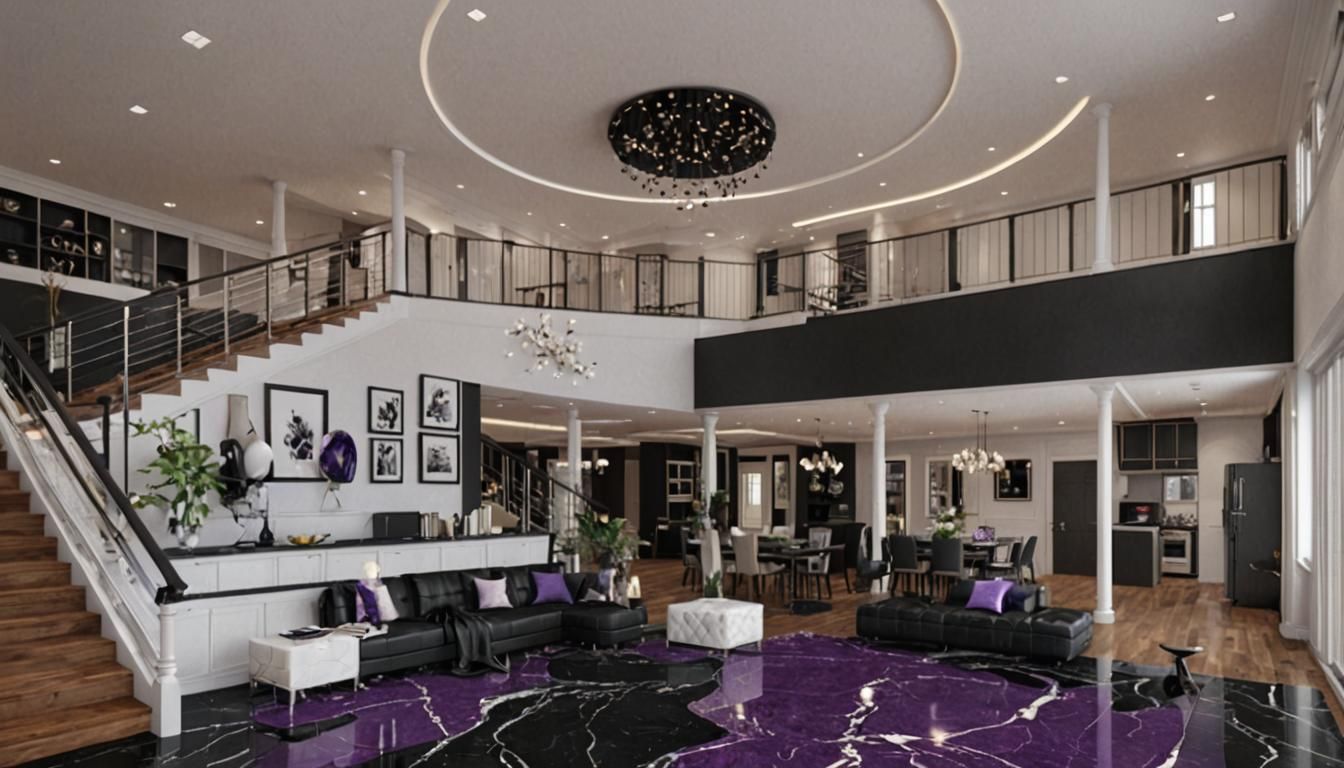 Photorealistic Interior Design with Plum and Black Accents