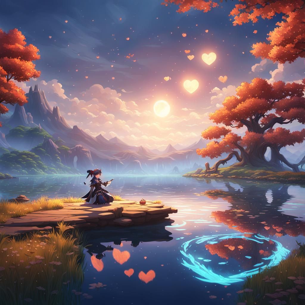 Furina Creates Water Heart: Fantasy Art, 8K