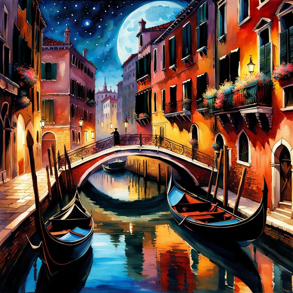 Epic Dragon Fantasy Over Venice at Night