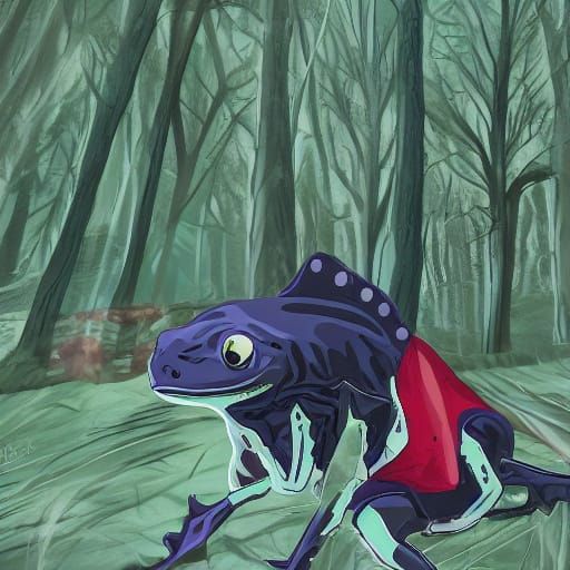 Vampire Frog in Haunted Forest, 3D Cartoon
