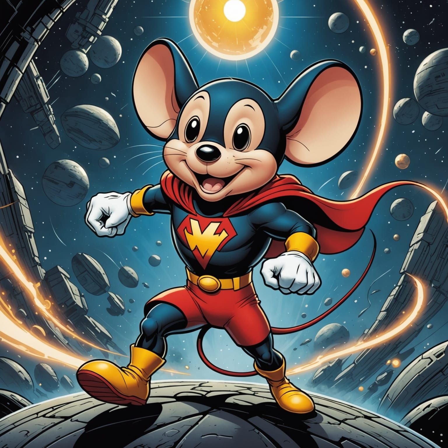 Cartoon Mouse in Comic Book Art Style
