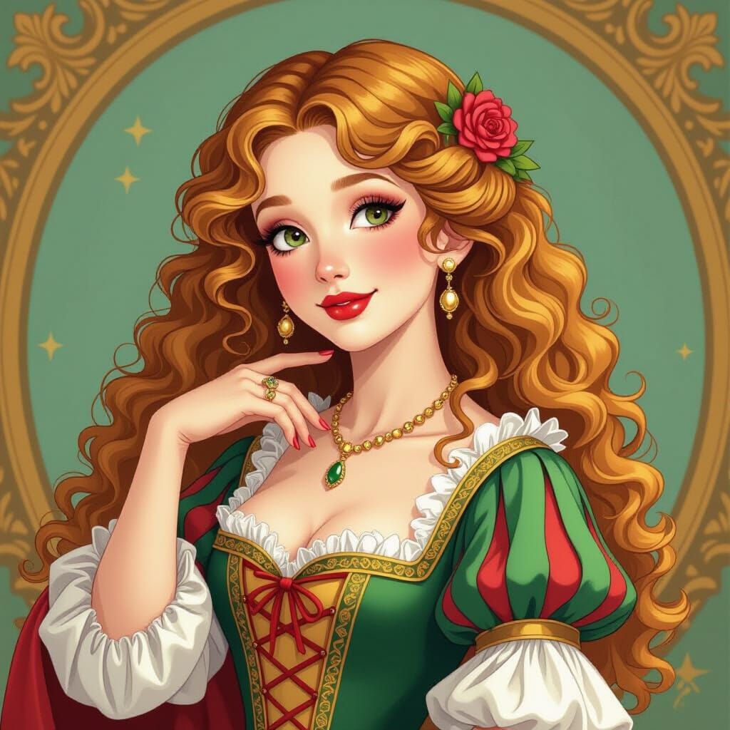 Whimsical Renaissance Woman Portrait