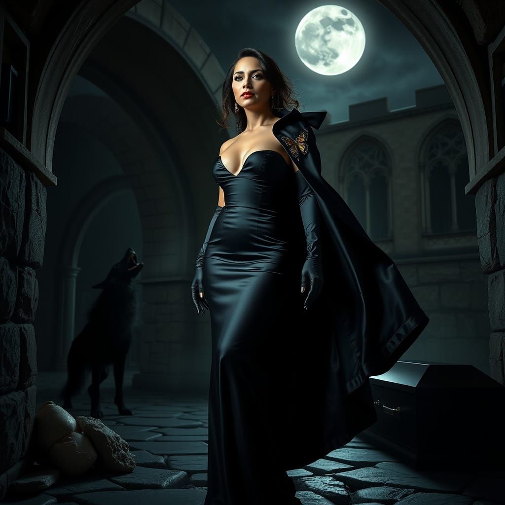 Elegant Vampire Condessa in Black Tie Elegance