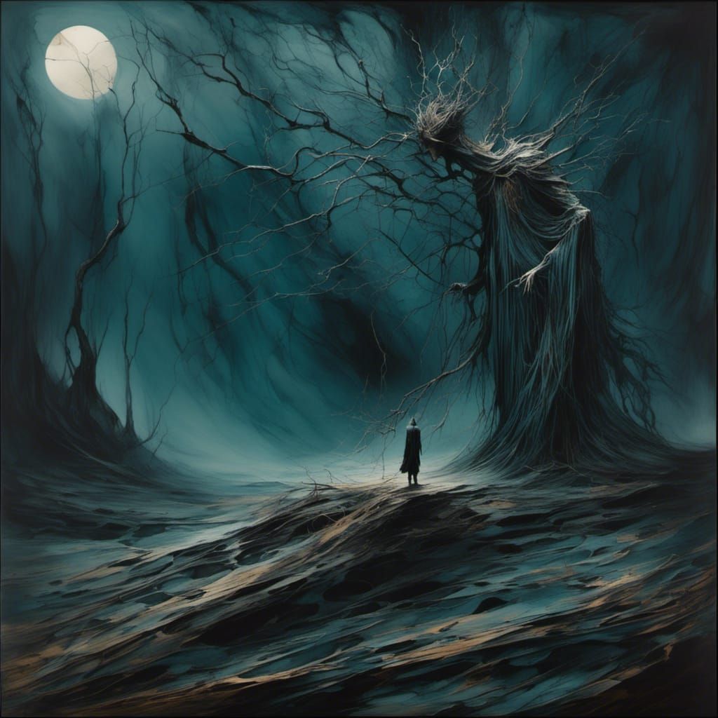 Eerie Forest Scene with Water Splash Effect