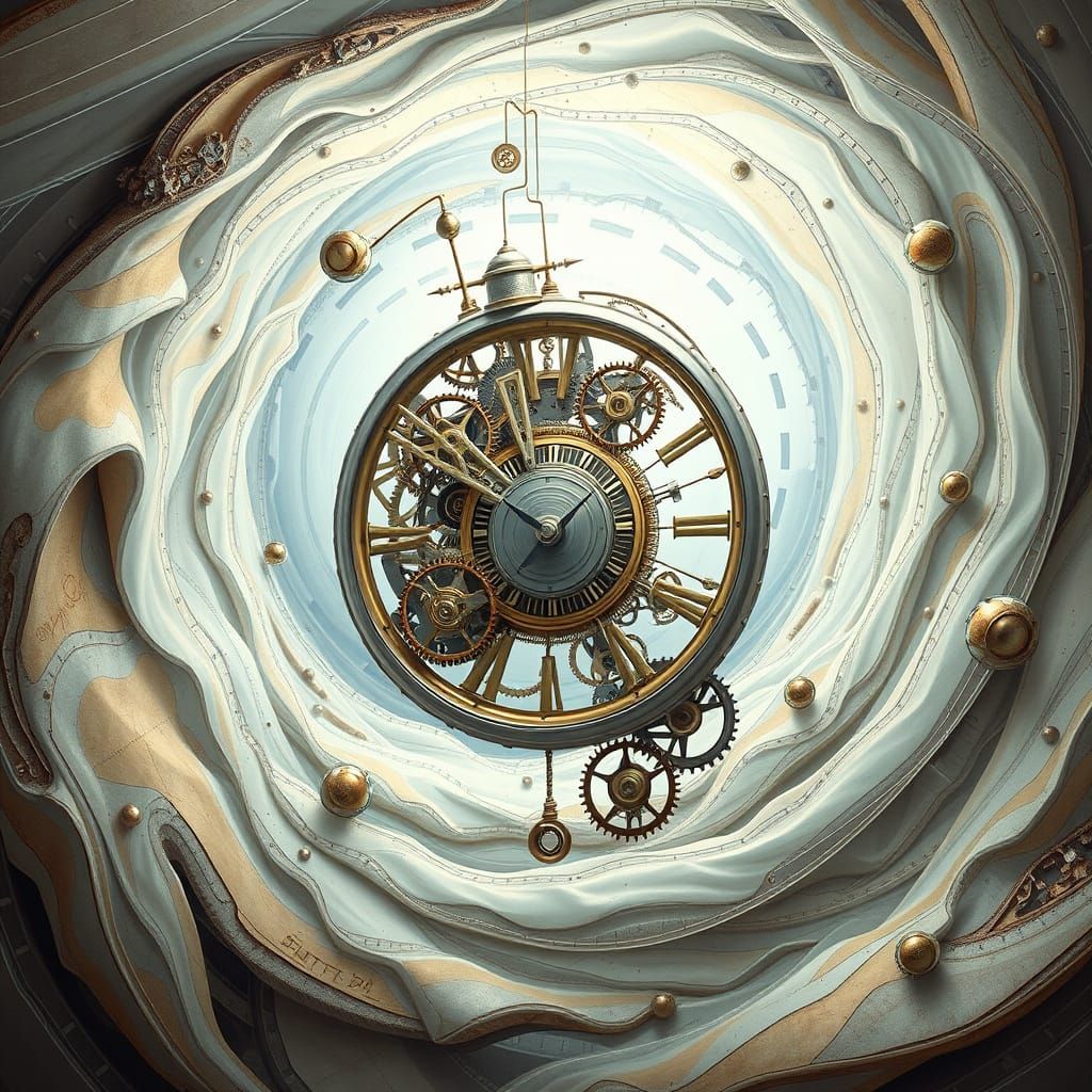 Ethereal Clockwork Surrealism in a Swirling Vortex of Time