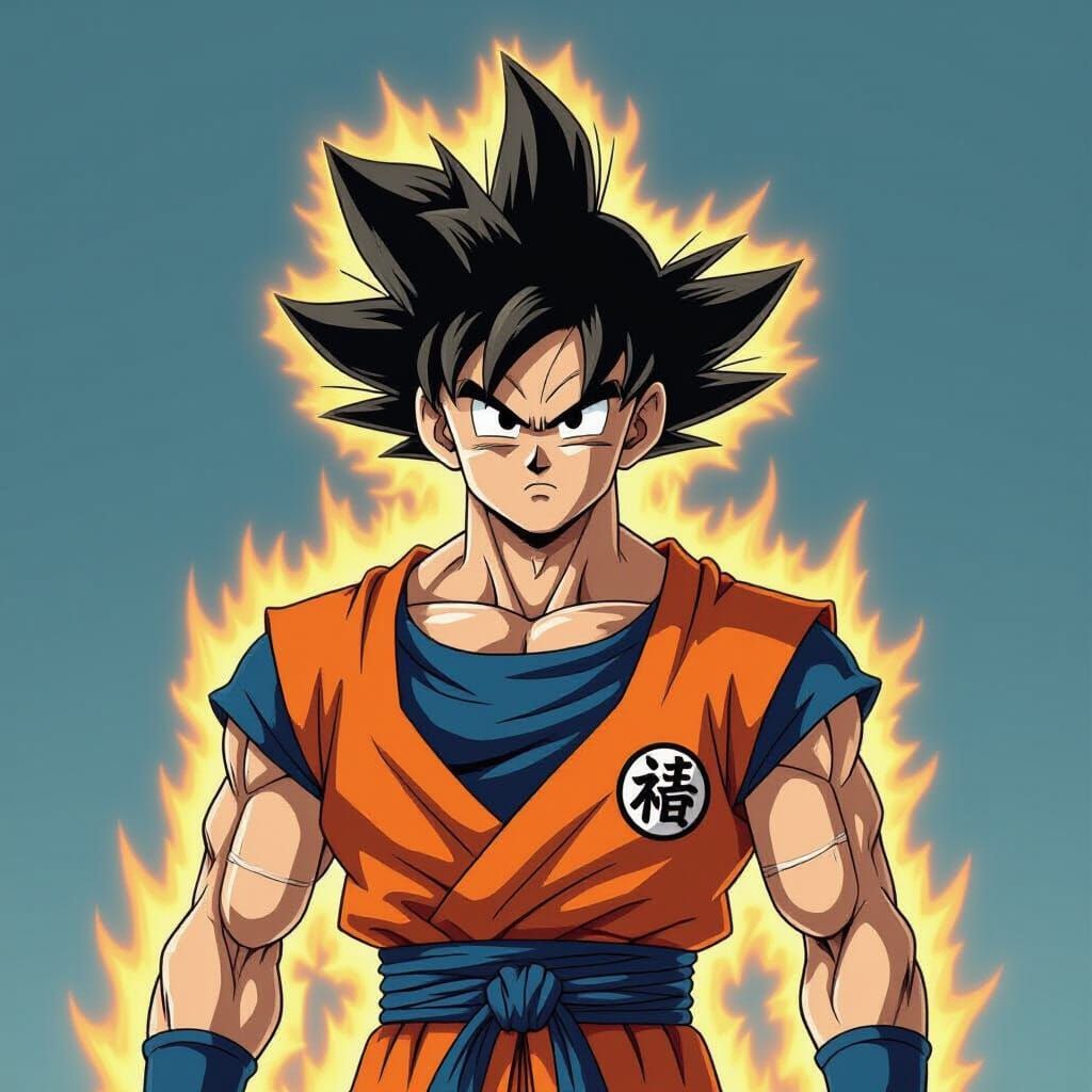 Goku in Ultra Instinct Form: A Fusion of Art Styles