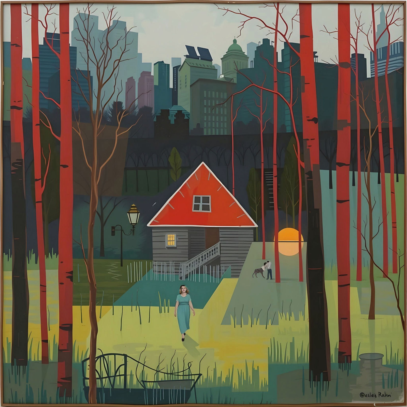 Woman in Central Park: Surreal Pop Art Collage