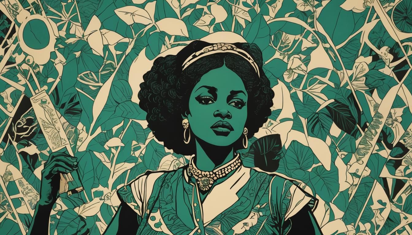 Striking Social Realism Art in Blue and Green