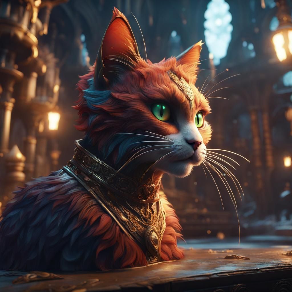 Animated Cat Character in Detailed Digital Painting