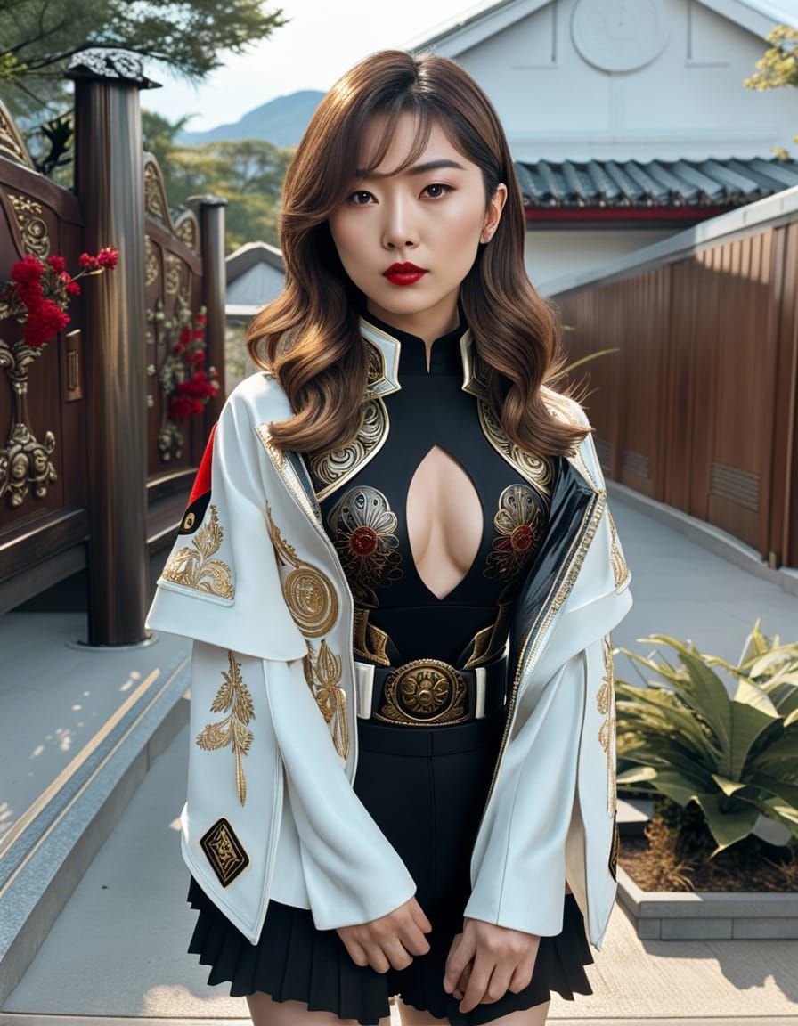 Korean Woman in Cyberpunk Power Armor, Hyperdetailed 3D Art