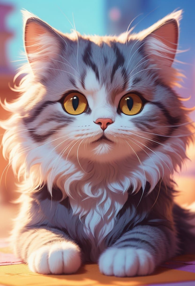 Kitty in Whimsical Anime Illustration Style