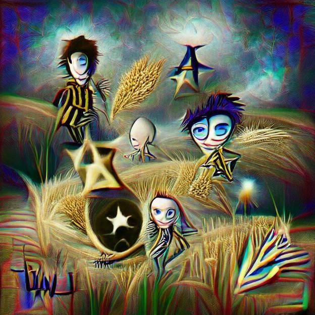 Trippy Wheat Field Fantasy Digital Art