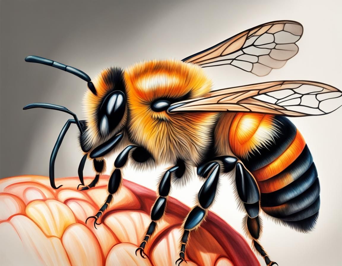 colored pencils drawing of a bee