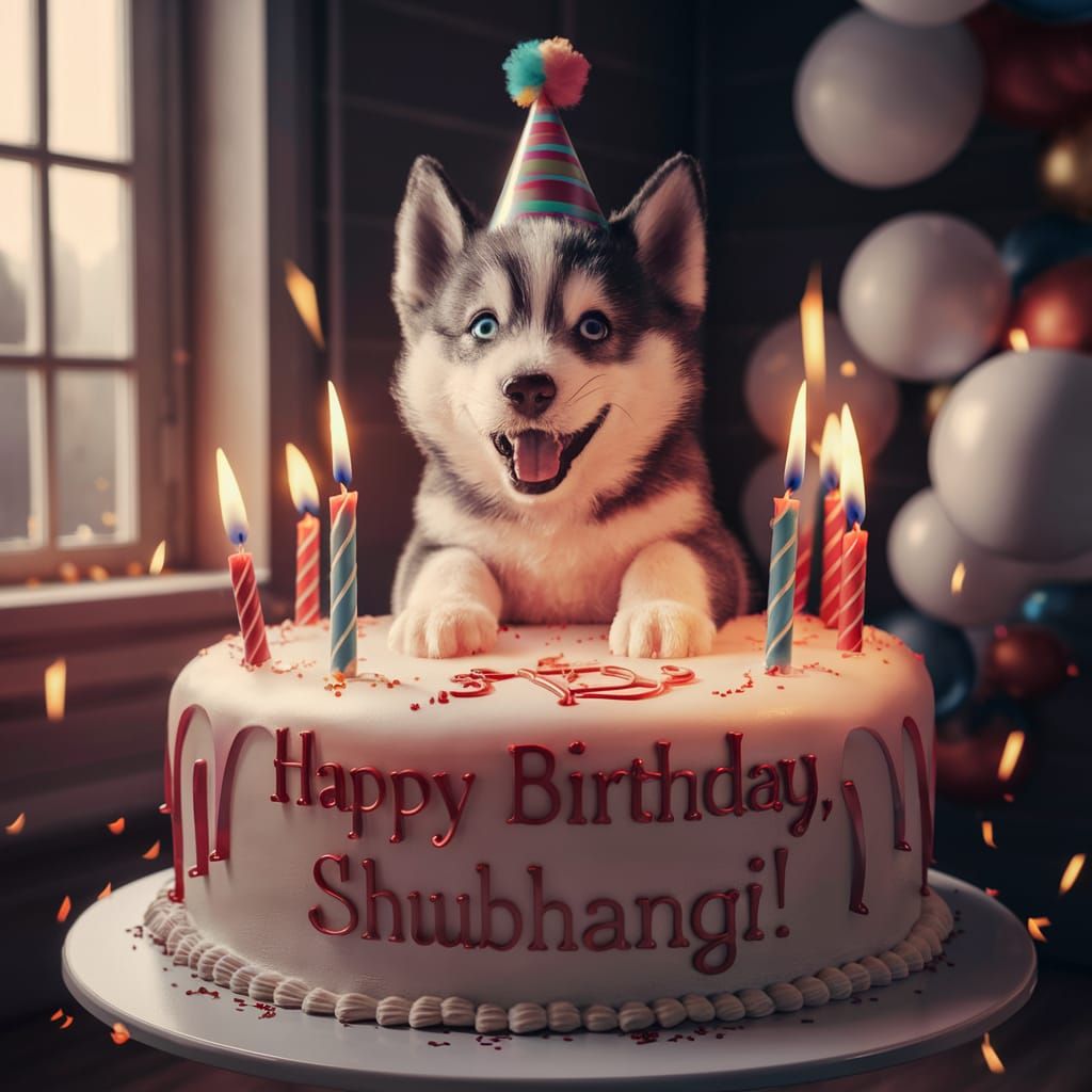 Husky Puppy Celebrates Birthday with Fondant Cake
